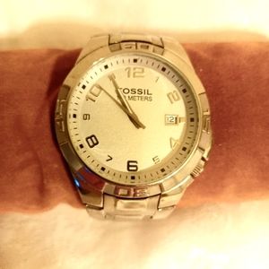 Fossil BLUE series men's watch #AM4118 silver tone silver face
